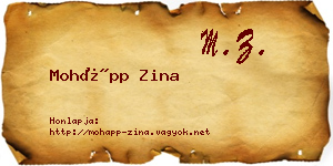 Mohápp Zina névjegykártya